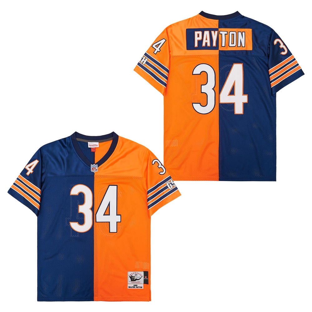 Walter Payton 34 Chicago Bears Two-Toned Retro Throwback Orange/Navy NFL Jersey Men's