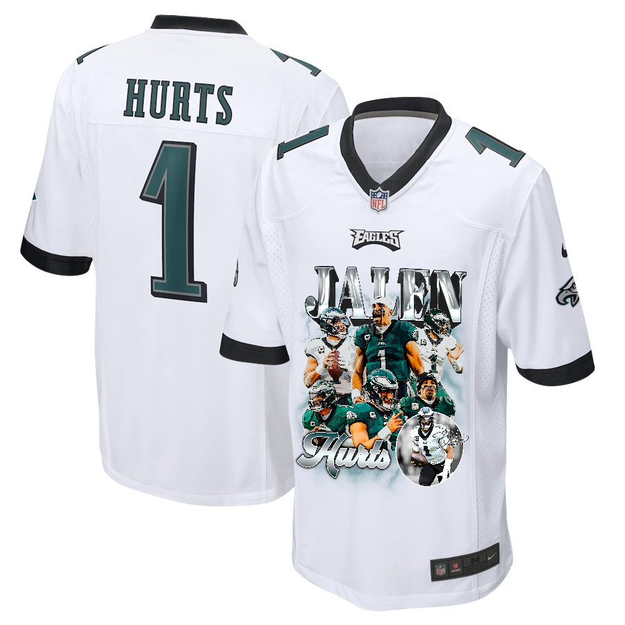 Jalen Hurts 1 Philadelphia Eagles Go Directly To Jalen Game White NFL Jersey Men's