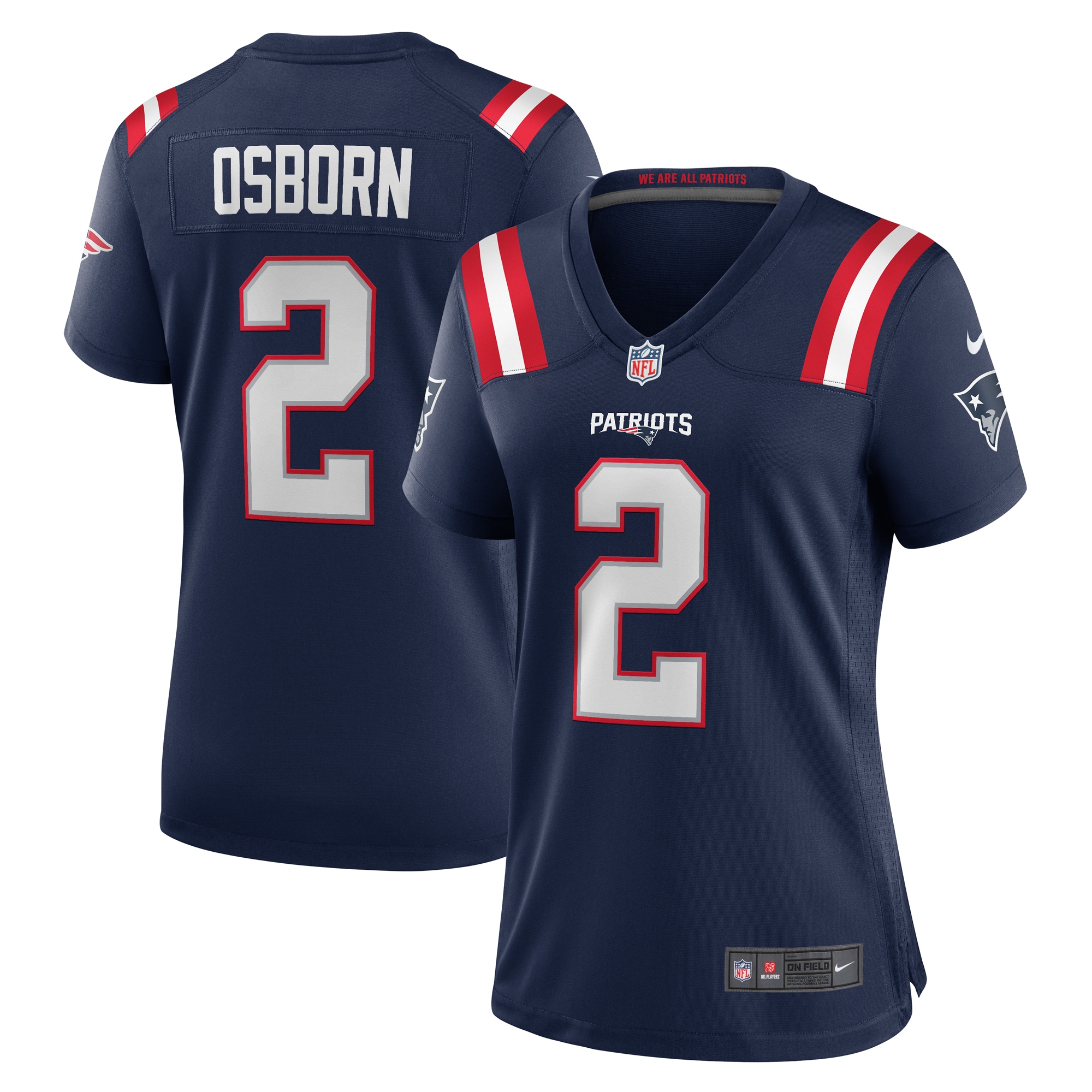 New England Patriots K.J. Osborn Navy Game NFL Jersey Women's