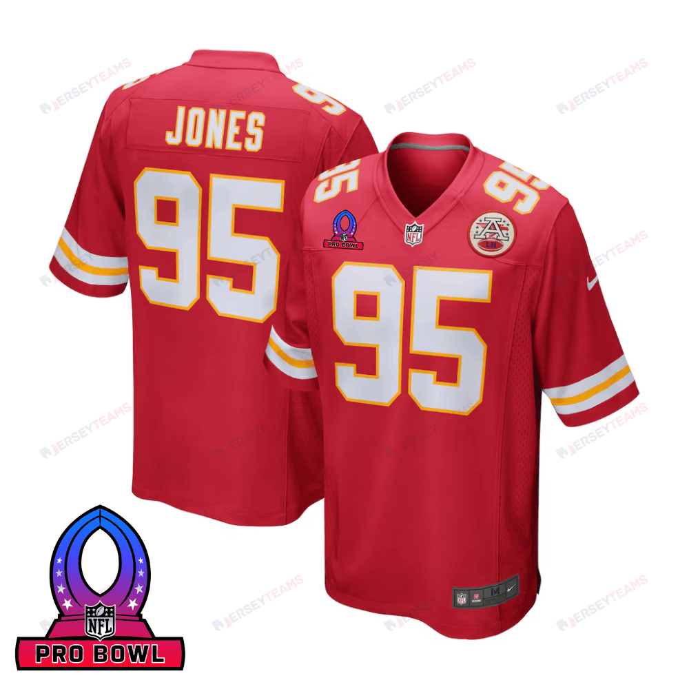 Chris Jones 95 Kansas City Chiefs 2025 Pro Bowl Patch Game Red NFL Jersey Men's