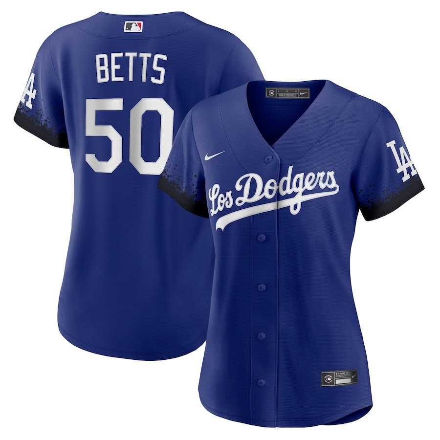 Mookie Betts 50 Los Angeles Dodgers City Connect Player Royal MLB Jersey Women's