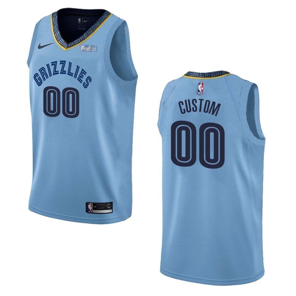 Memphis Grizzlies 00 Custom Statement Swingman Blue NBA Jersey Men's