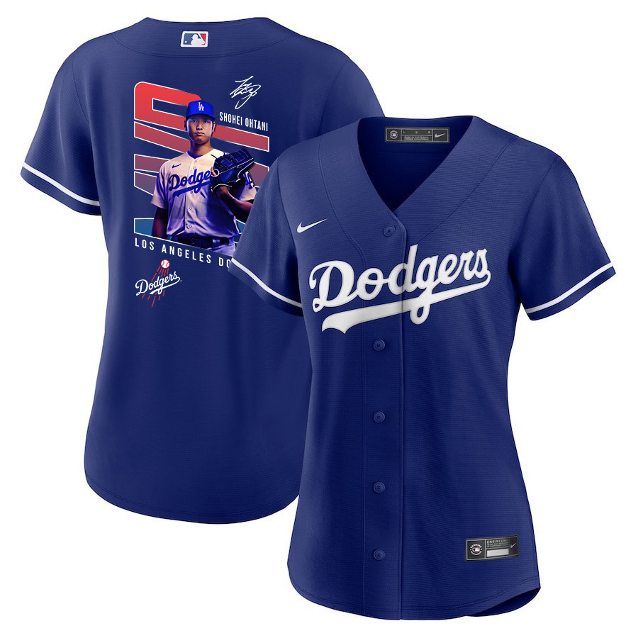Shohei Ohtani 17 Los Angeles Dodgers Signed MVP 2023 Alternate Royal MLB Jersey Women's