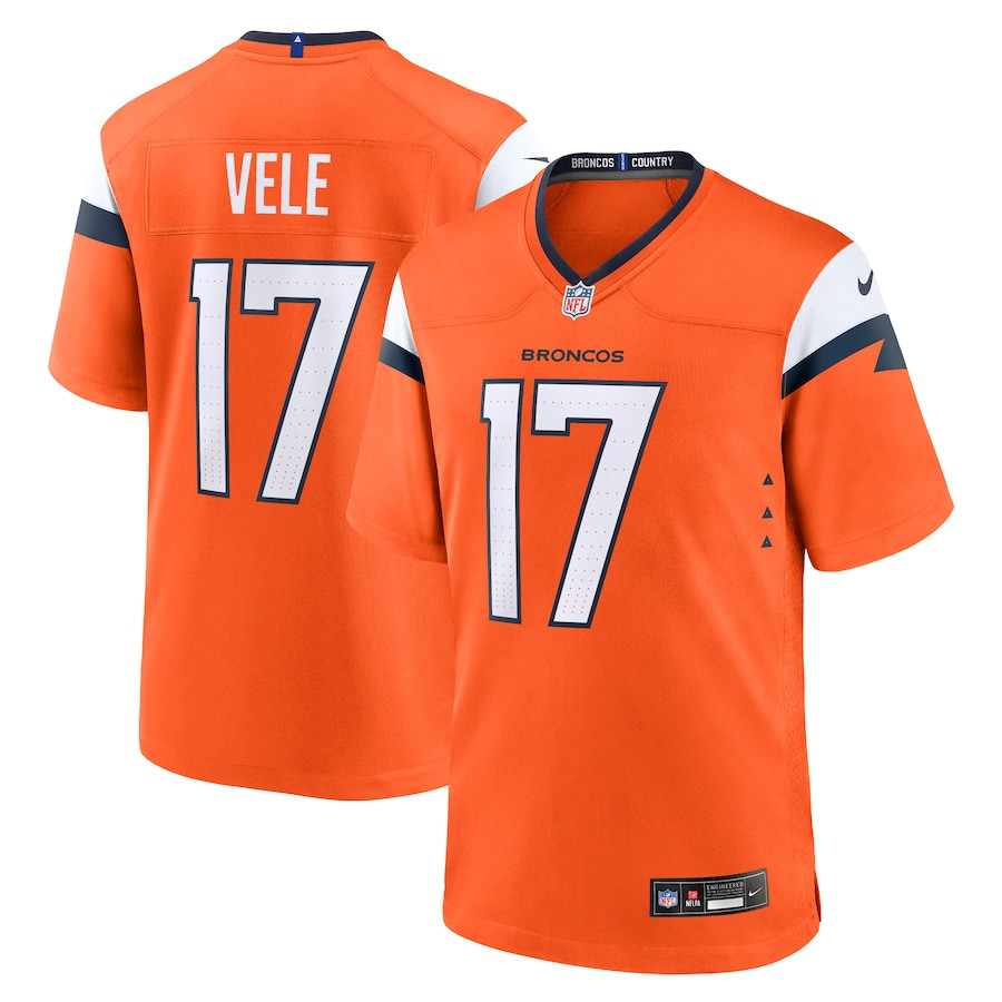 Devaughn Vele 17 Denver Broncos Team Game Orange NFL Jersey Men's