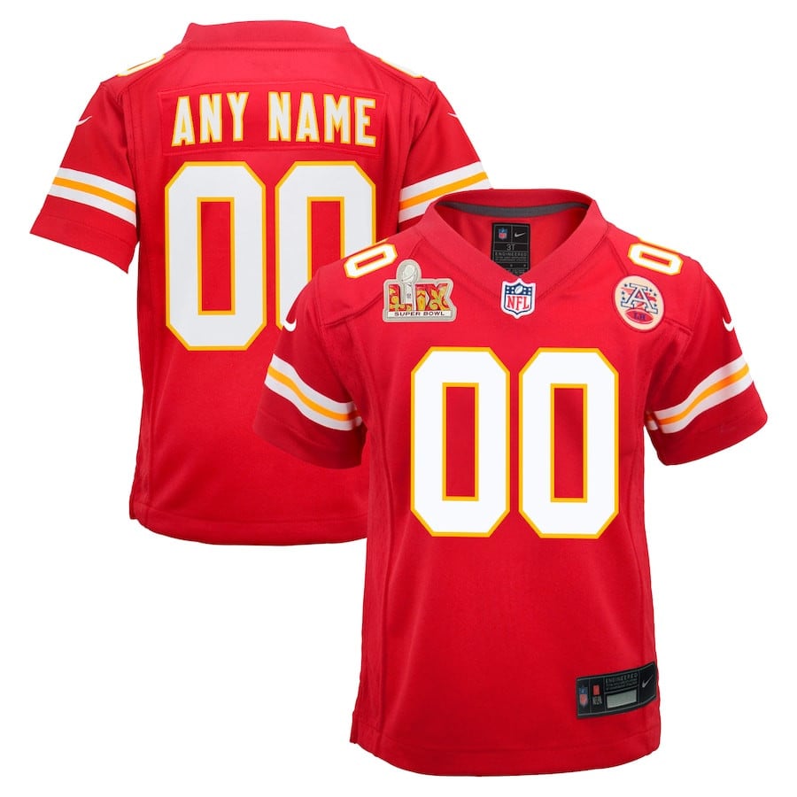 Kansas City Chiefs Super Bowl LIX Custom Team Game Red NFL Jersey Youth