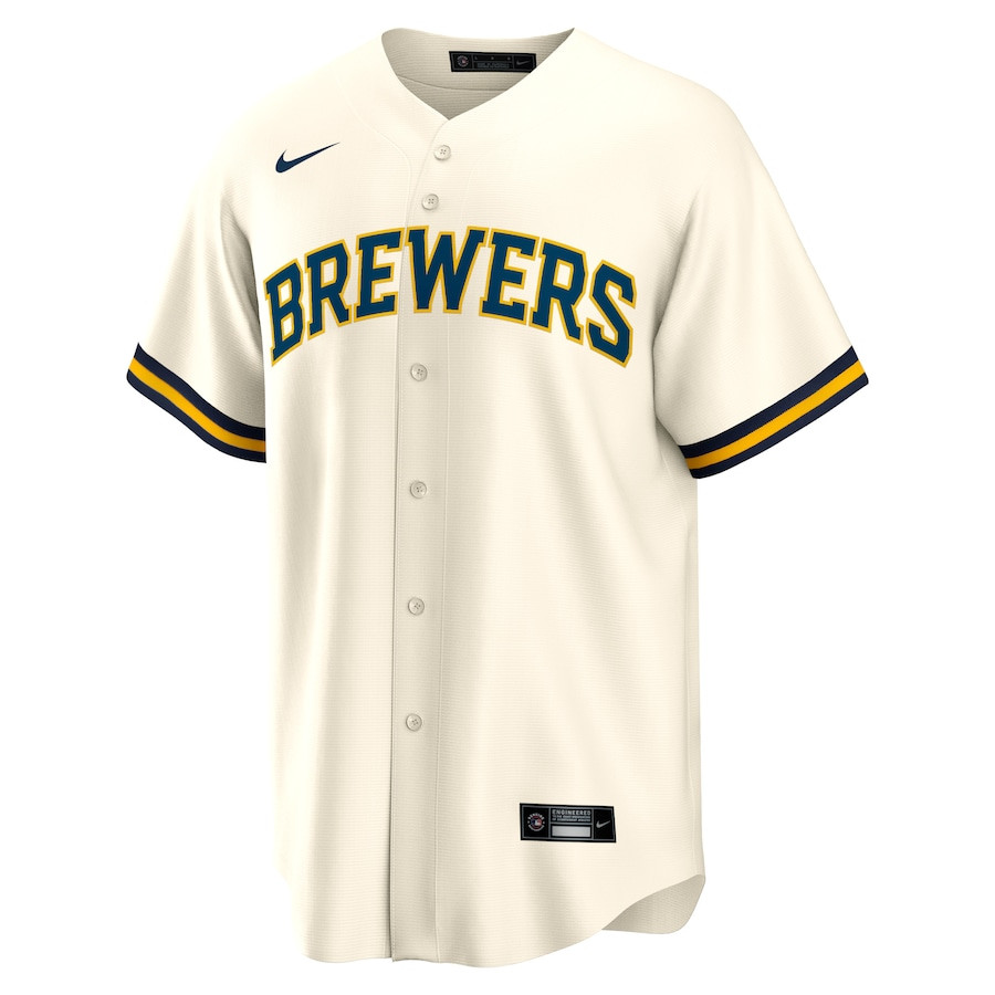 Garrett Mitchell 5 Milwaukee Brewers Cream MLB Jersey Men's
