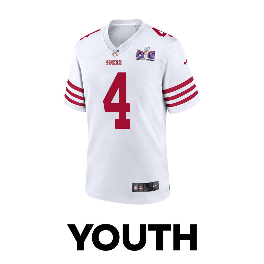 Jake Moody 4 San Francisco 49ers Super Bowl LVIII Patch Game White NFL Jersey Youth