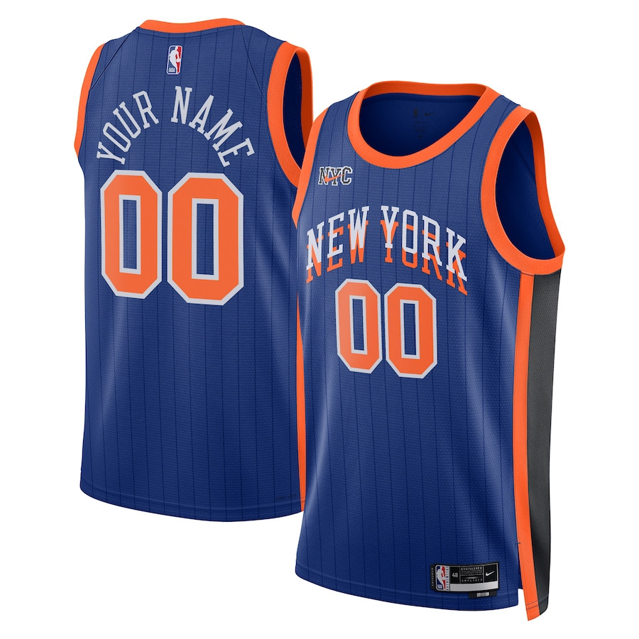 New York Knicks 2023/24 City Edition Swingman Custom Blue NBA Jersey Men's