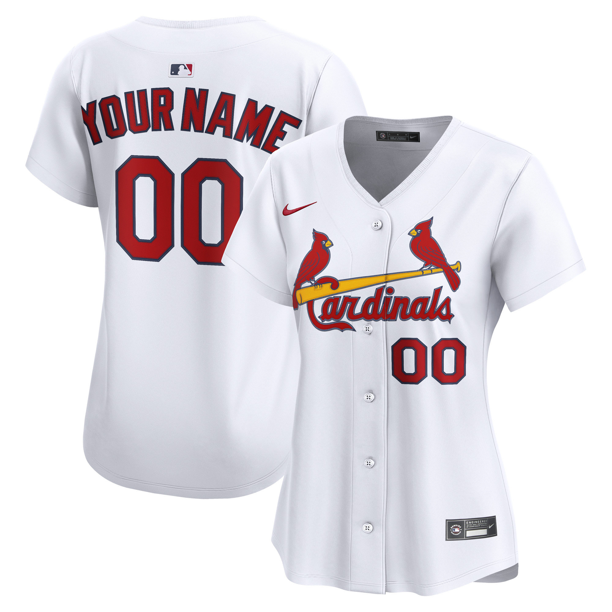 St. Louis Cardinals White Home Limited Custom MLB Jersey Women's