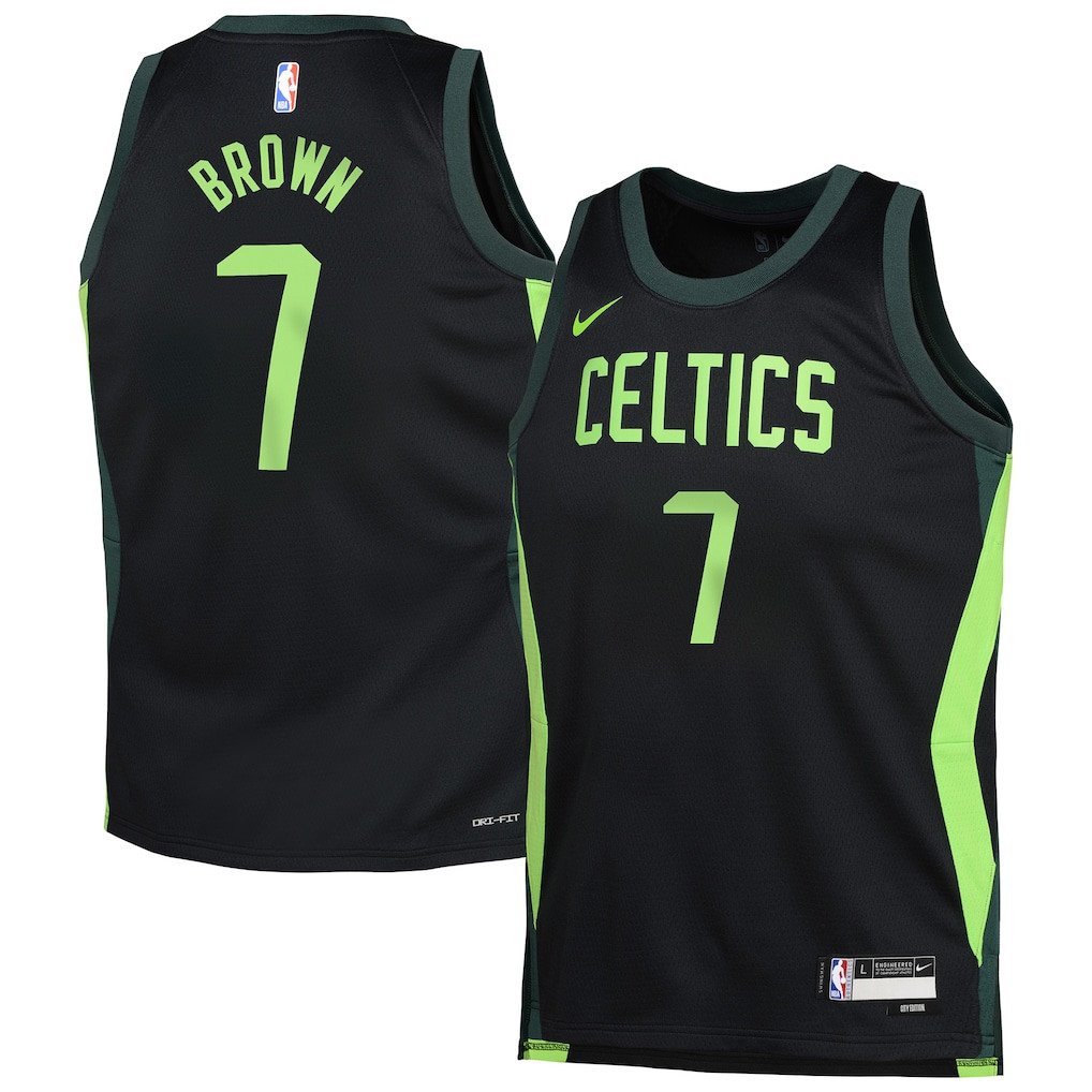 Jaylen Brown 7 Boston Celtics 2024/25 Swingman Playe City Edition Black NBA Jersey Youth