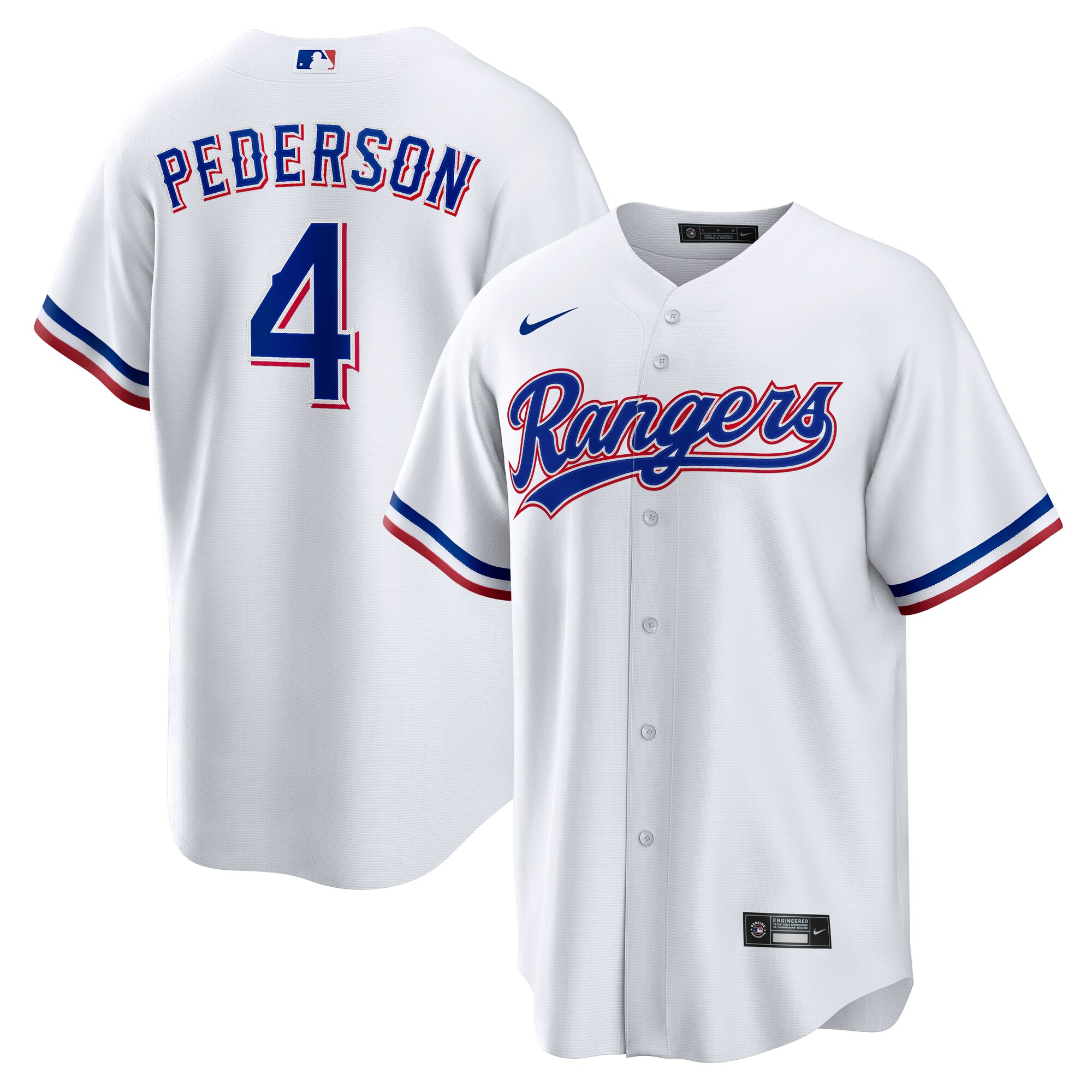Texas Rangers Joc Pederson White Home MLB Jersey Men's