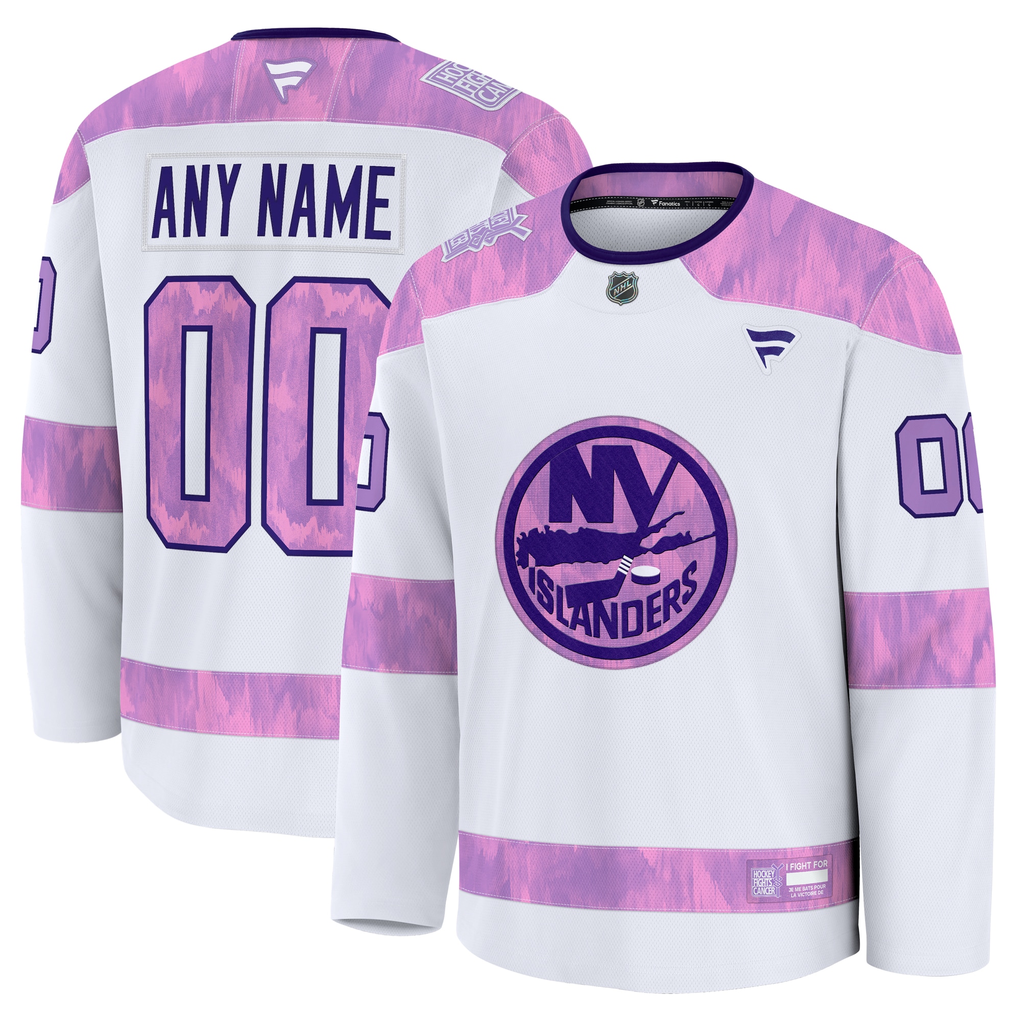New York Islanders White 2024 Fights Cancer Custom Practice NHL Jersey Men's