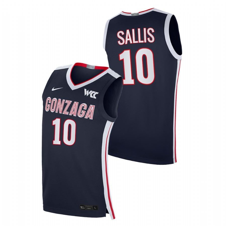 Gonzaga Bulldogs Hunter Sallis 10 2023 Navy College Elite NCAA Jersey Men's