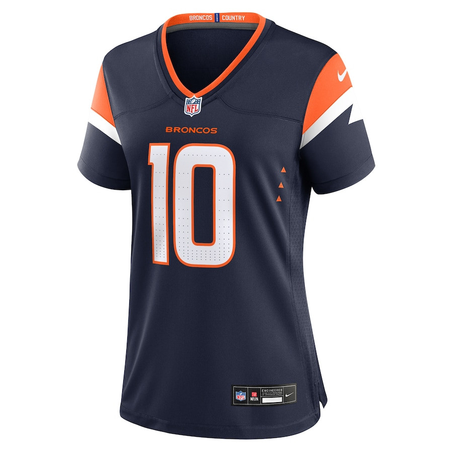 Bo Nix 10 Denver Broncos Alternate Game Navy NFL Jersey Women's