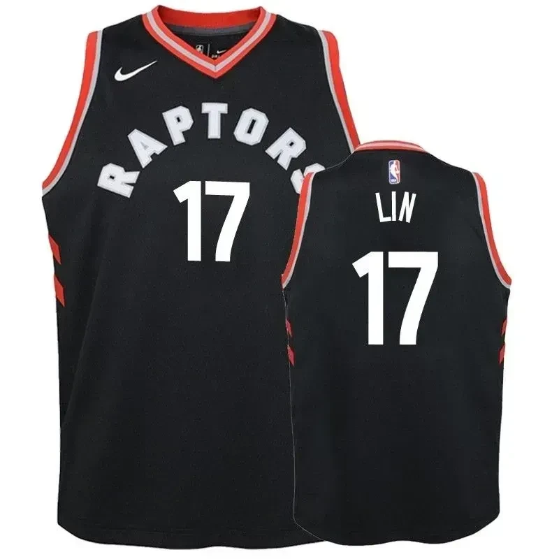 Raptors Jeremy Lin 17 2018-19 Statet Black NBA Jersey Youth