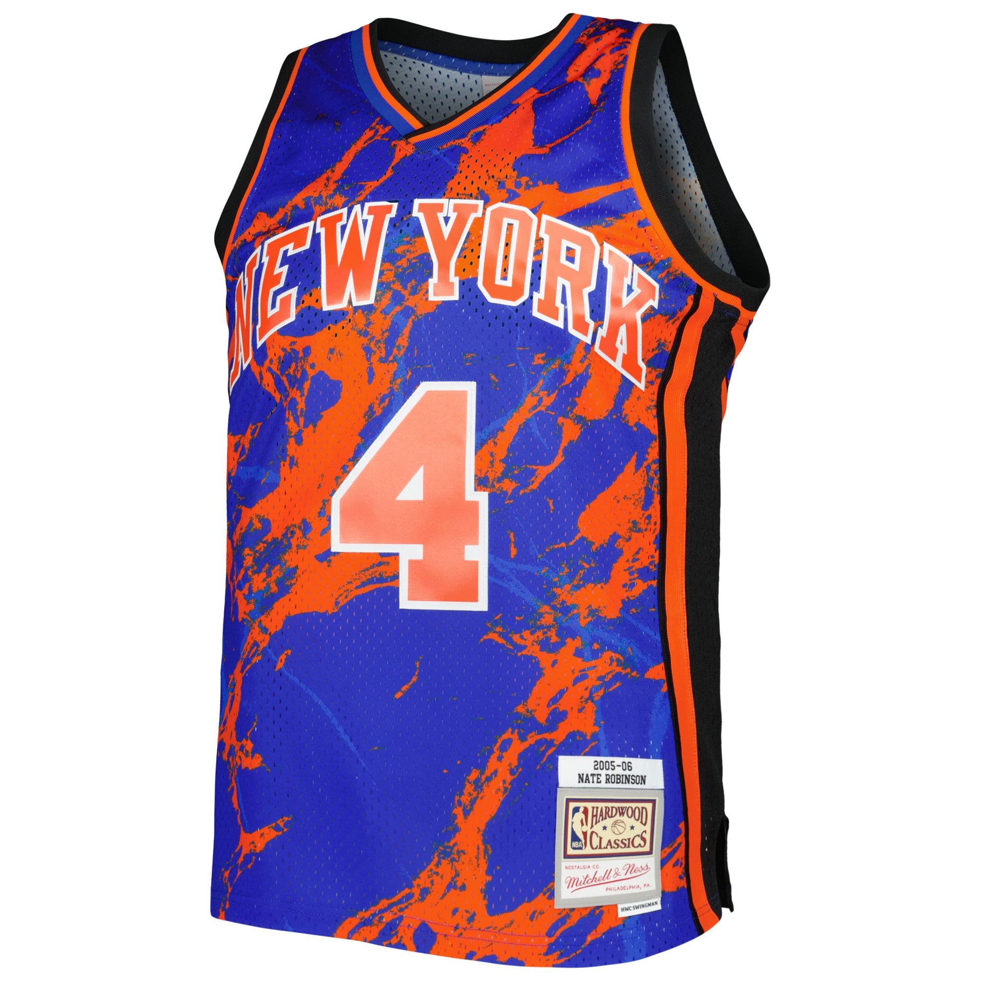 Mitchell Ness Nate Robinson Blue New York Knicks 2005/06 Hardwood Classics Marble Swingman NBA Jersey Men's