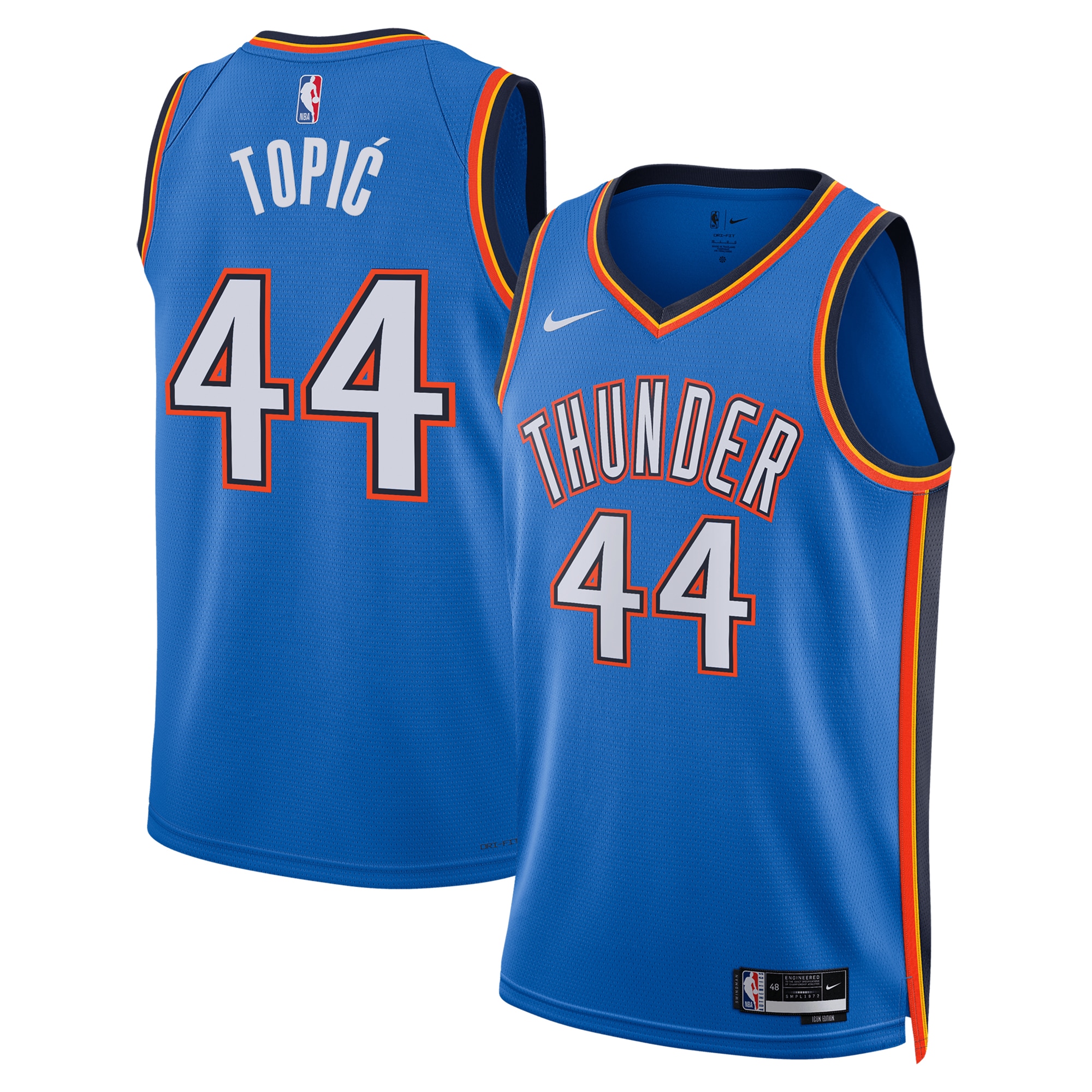 Oklahoma City Thunder Icon Swingman Blue Nikola Topi Unisex NBA Jersey Unisex