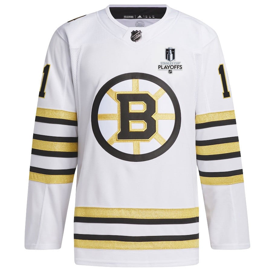 Trent Frederic 11 Boston Bruins 2024 Playoffs Patch Away White NHL Jersey Men's