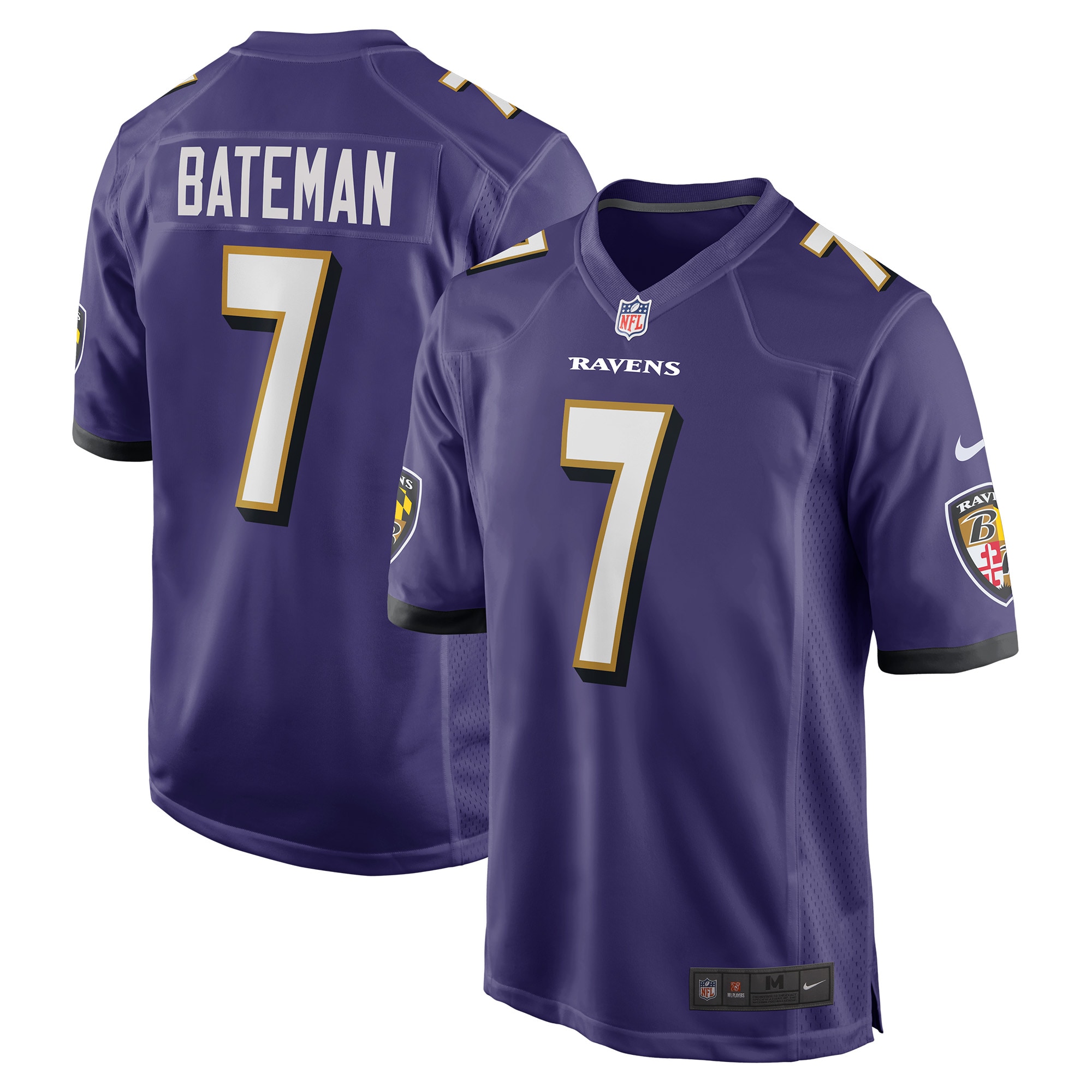 Baltimore Ravens Rashod Bateman Purple Game Player NFL Jersey Men's