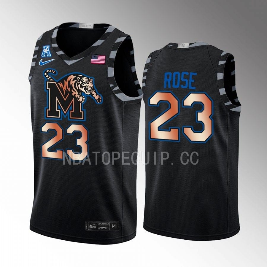 Derrick Rose 23 Memphis Tigers Black Copper College NCAA Jersey Men's