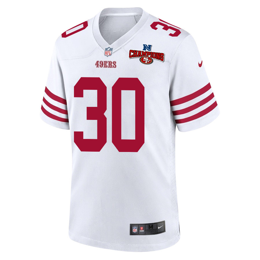 George Odum 30 San Francisco 49ers NFC Champions Patch Game White NFL Jersey Men's
