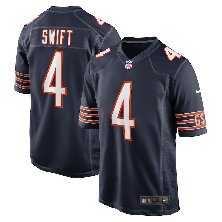 D'Andre Swift 4 Chicago Bears Game Navy NFL Jersey Men's