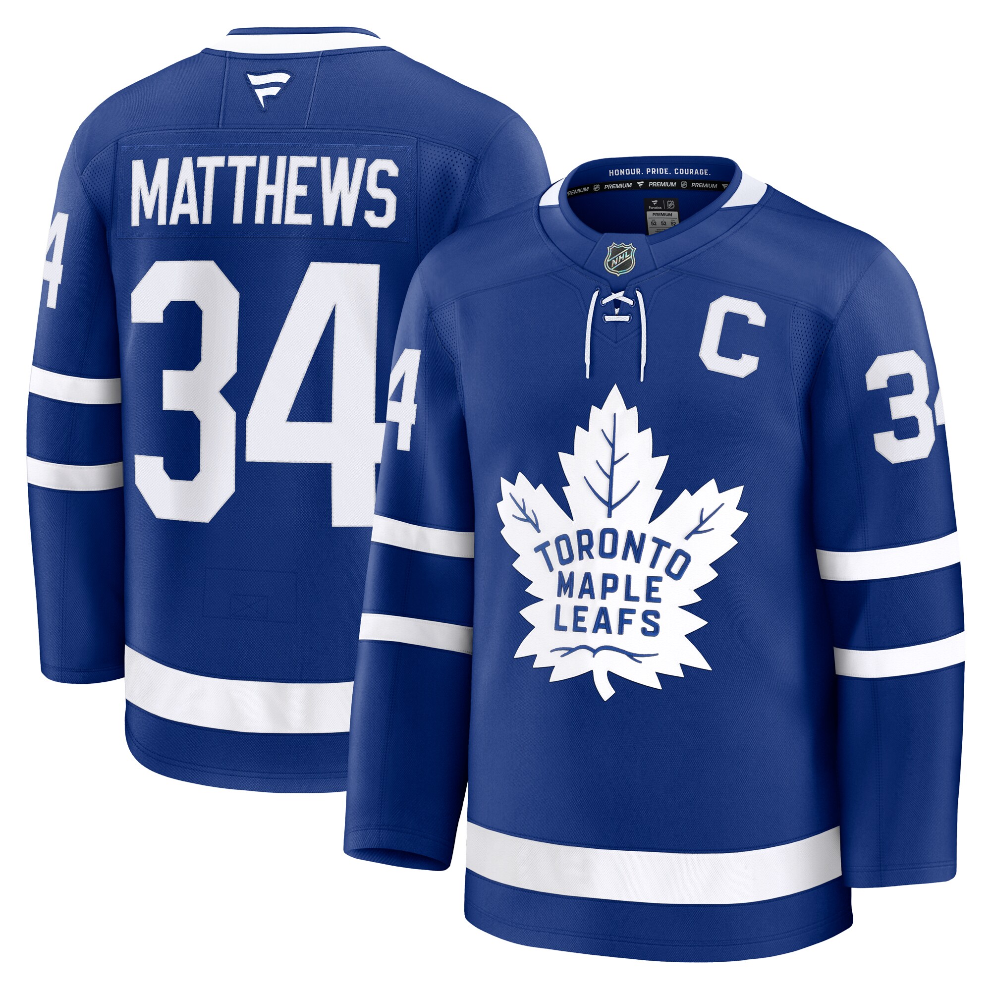 Toronto Maple Leafs Auston Matthews Blue Captain Patch Home Premium NHL Jersey Men's