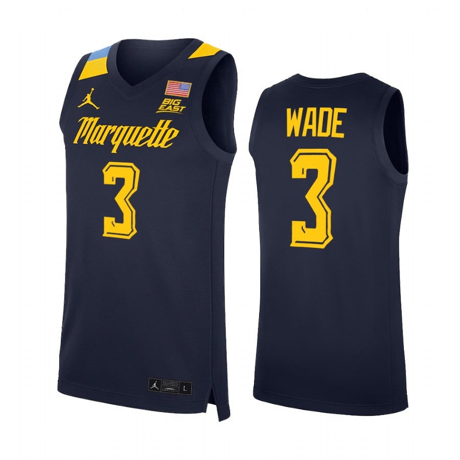 Marquette Golden Eagles Dwyane Wade 3 College Blue Uniform NCAA Jersey Men's