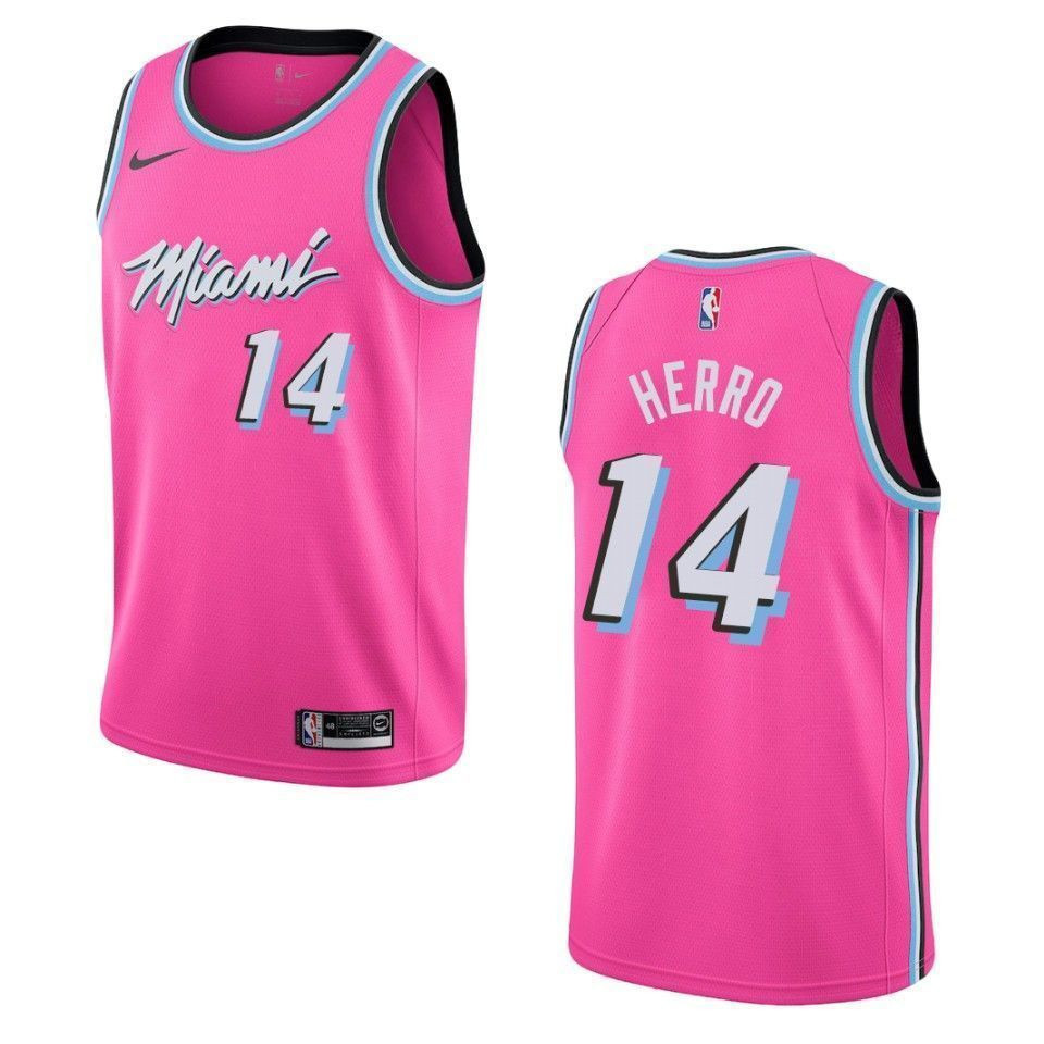 Miami Heat 14 Tyler Herro Earned Swingman Pink NBA Jersey Men's