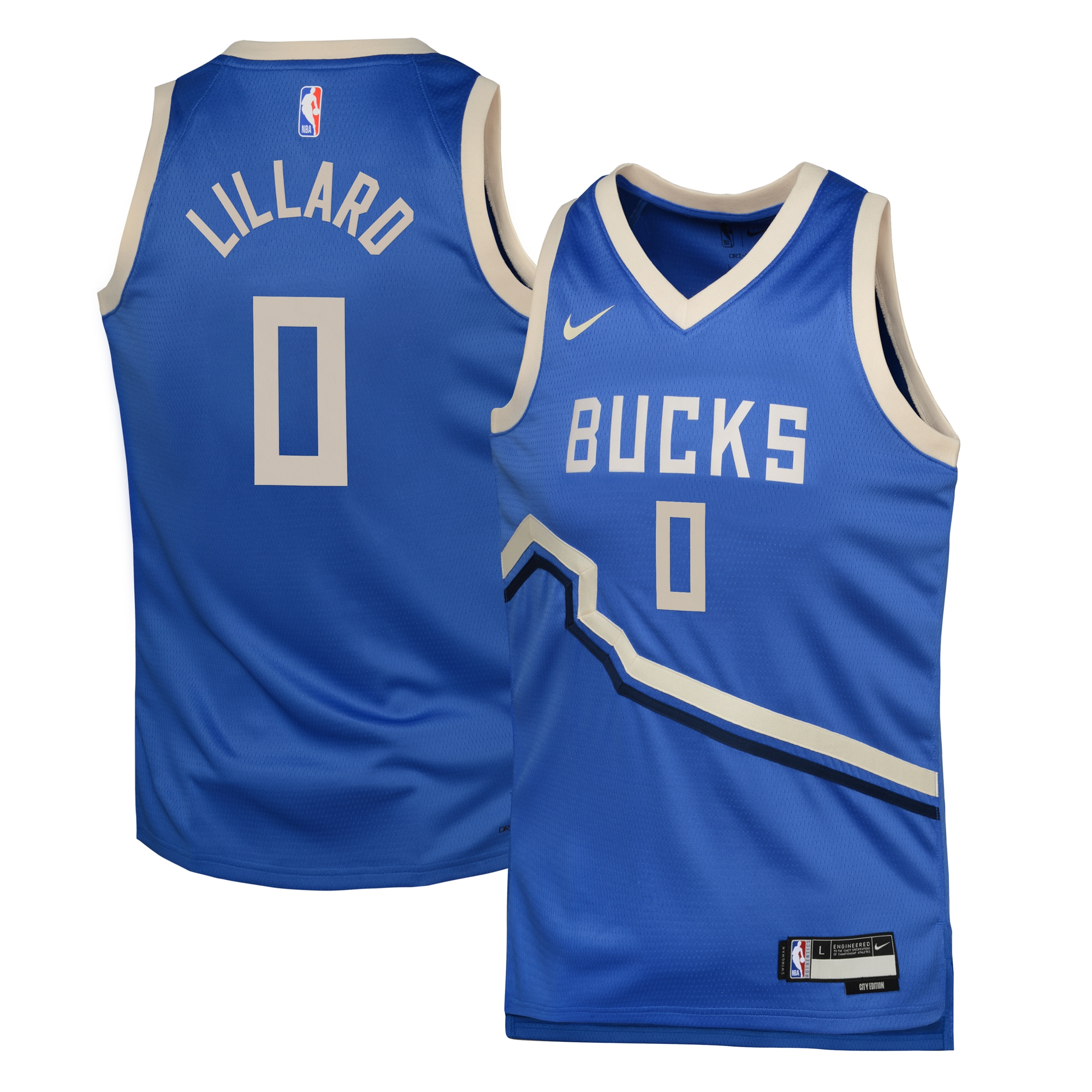 Milwaukee Bucks City Edition Swingman 2024 Royal Damian Lillar NBA Jersey Youth