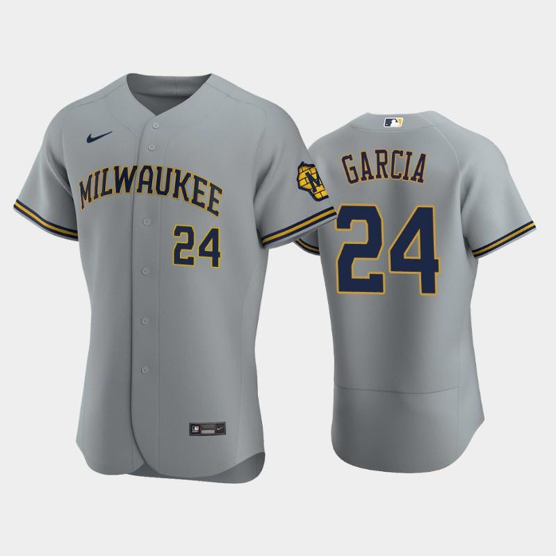 Milwaukee Brewers 24 Avisail Garcia Road Team Gray MLB Jersey Men's