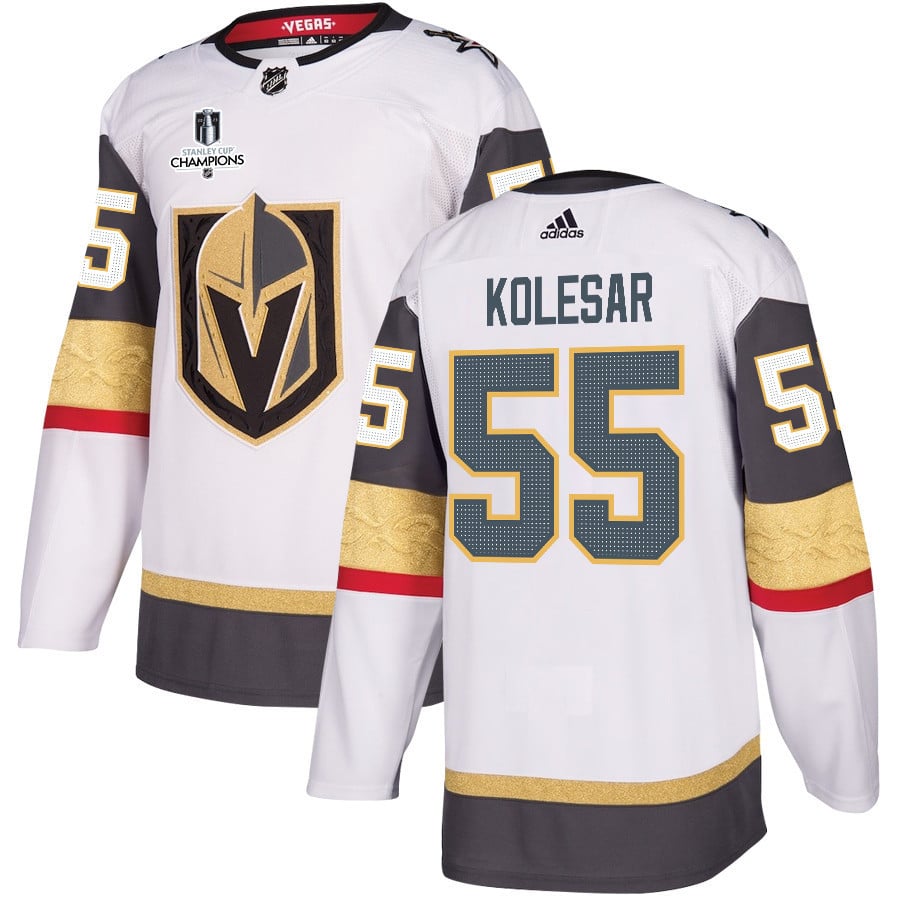 Keegan Kolesar 55 Vegas Golden Knights Stanley Cup 2023 Champions Patch Away Breakaway White NHL Jersey Men's