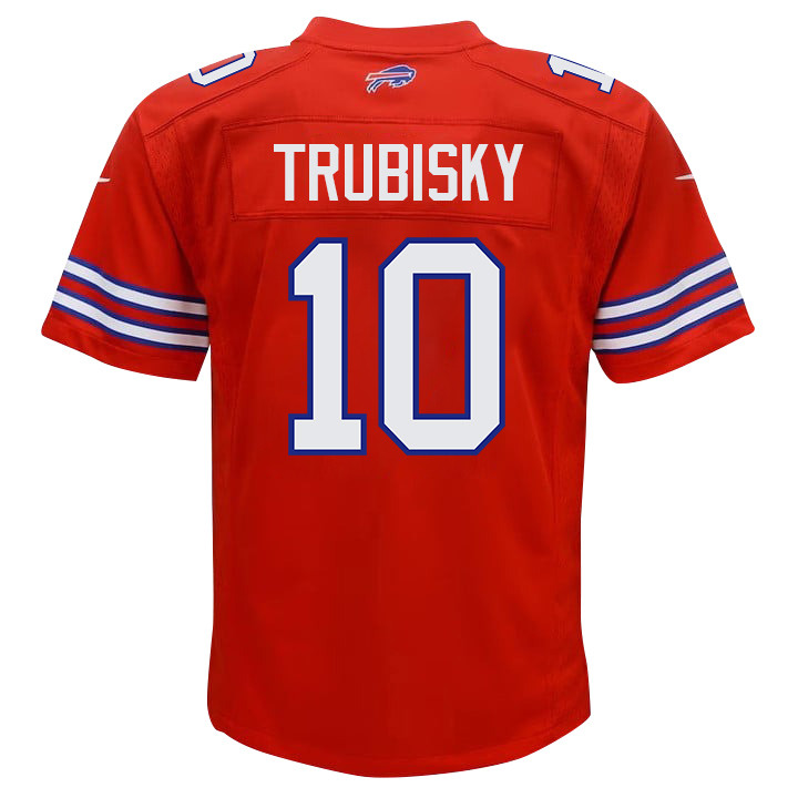 Mitch Trubisky 10 Buffalo Bills Team Game Red NFL Jersey Youth