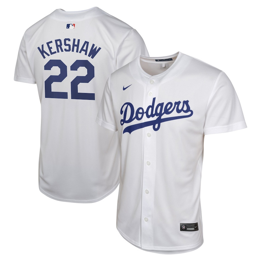Clayton Kershaw 22 Los Angeles Dodgers Home White MLB Jersey Youth