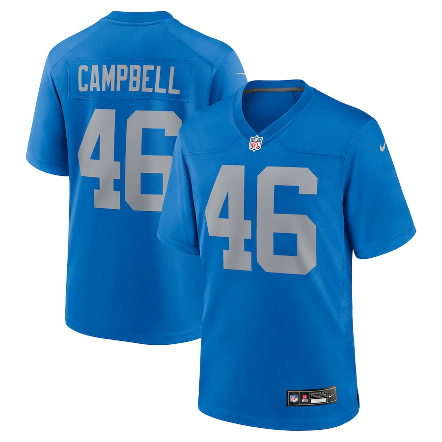 Jack Campbell 46 Detroit Lions Alternate Game Blue NFL Jersey Men's