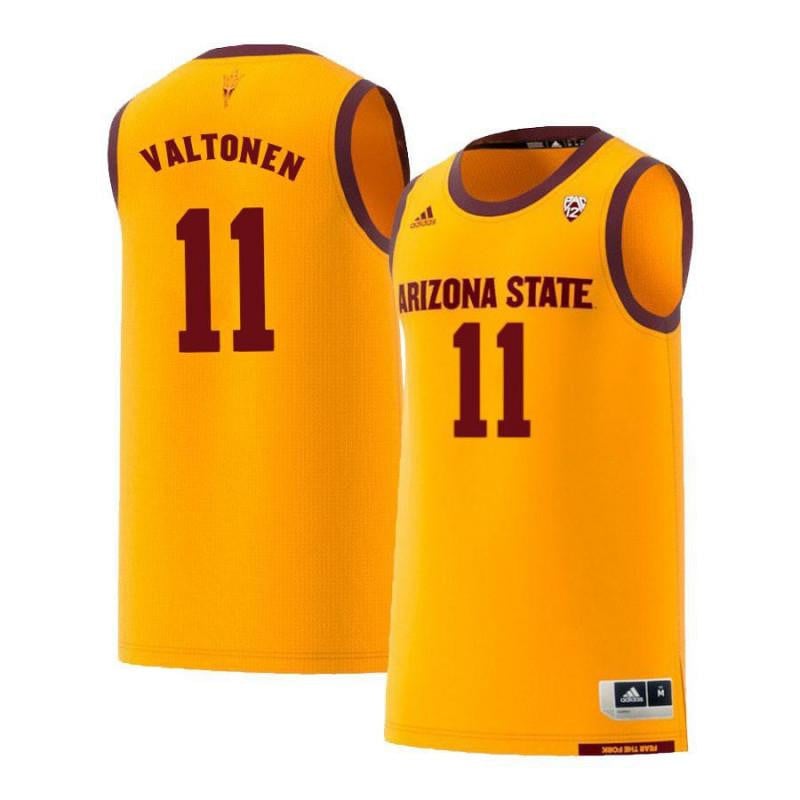11 Elias Valtonen Yellow Retro Arizona State Sun Devils NCAA Jersey Men's