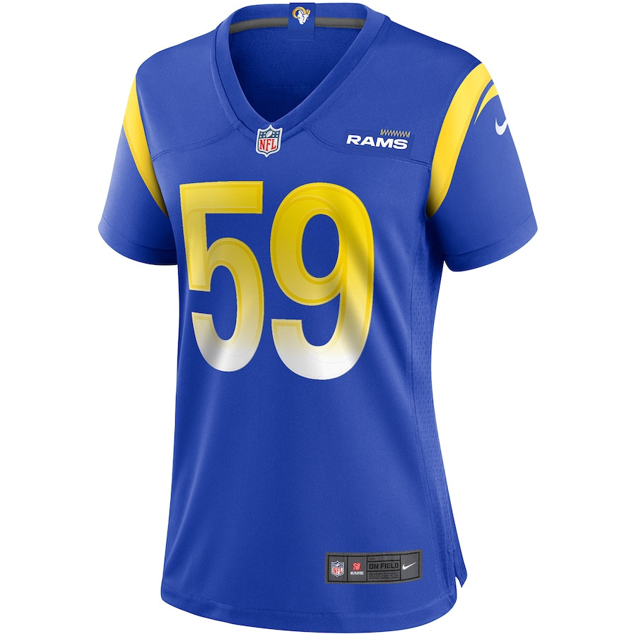 London Fletcher 59 Los Angeles Rams Game Retired Royal NFL Jersey Women's