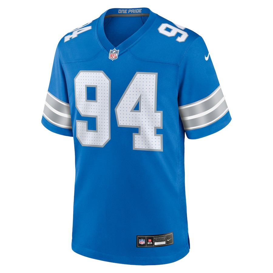 Mekhi Wingo 94 Detroit Lions Team Game Blue NFL Jersey Men's
