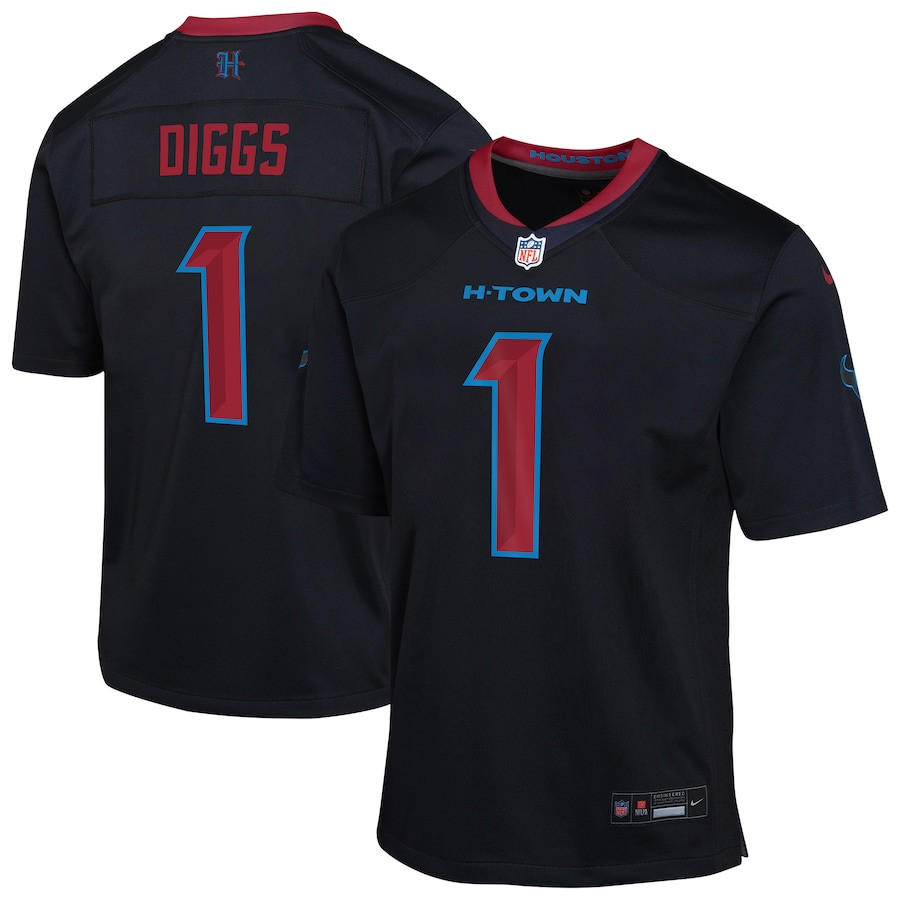 Stefon Diggs 1 Houston Texans Alternate Player Game Navy NFL Jersey Youth