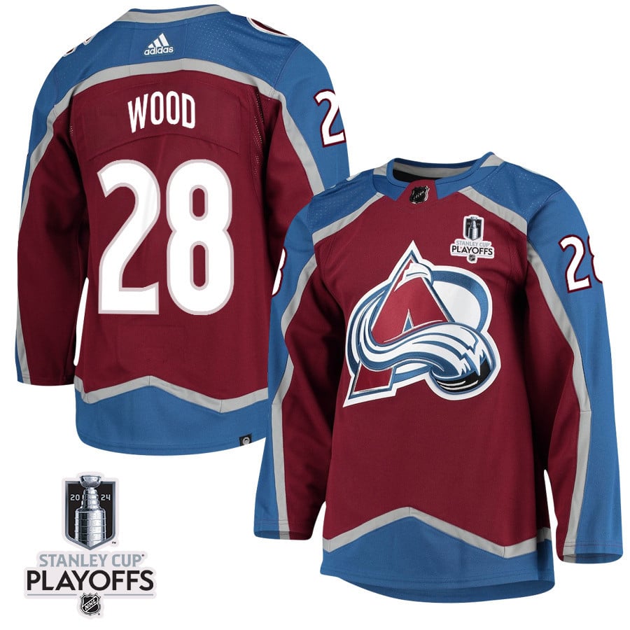 Miles Wood 28 Colorado Avalanche 2024 Playoffs Patch Home Men NHL Jersey Men's