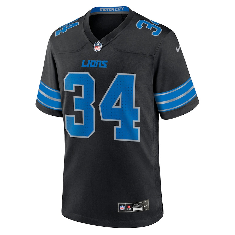 Alex Anzalone 34 Detroit Lions 2nd Alternate Game Black NFL Jersey Men's