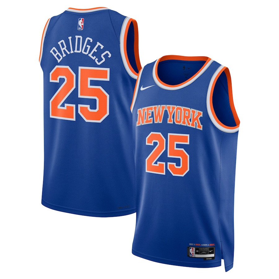 Mikal Bridges 25 New York Knicks Unisex 2024 Offseason Addition Swingman Blue NBA Jersey Unisex