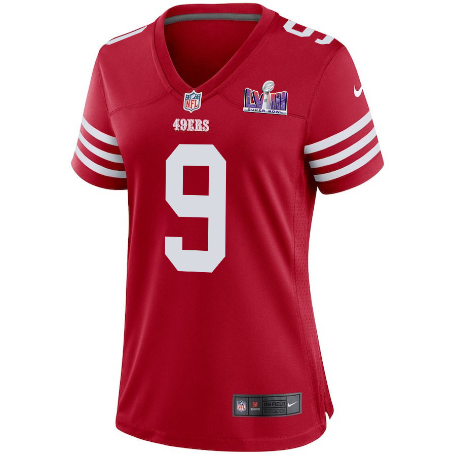 Brayden Willis 9 San Francisco 49ers Super Bowl LVIII Patch Game Scarlet NFL Jersey Women's