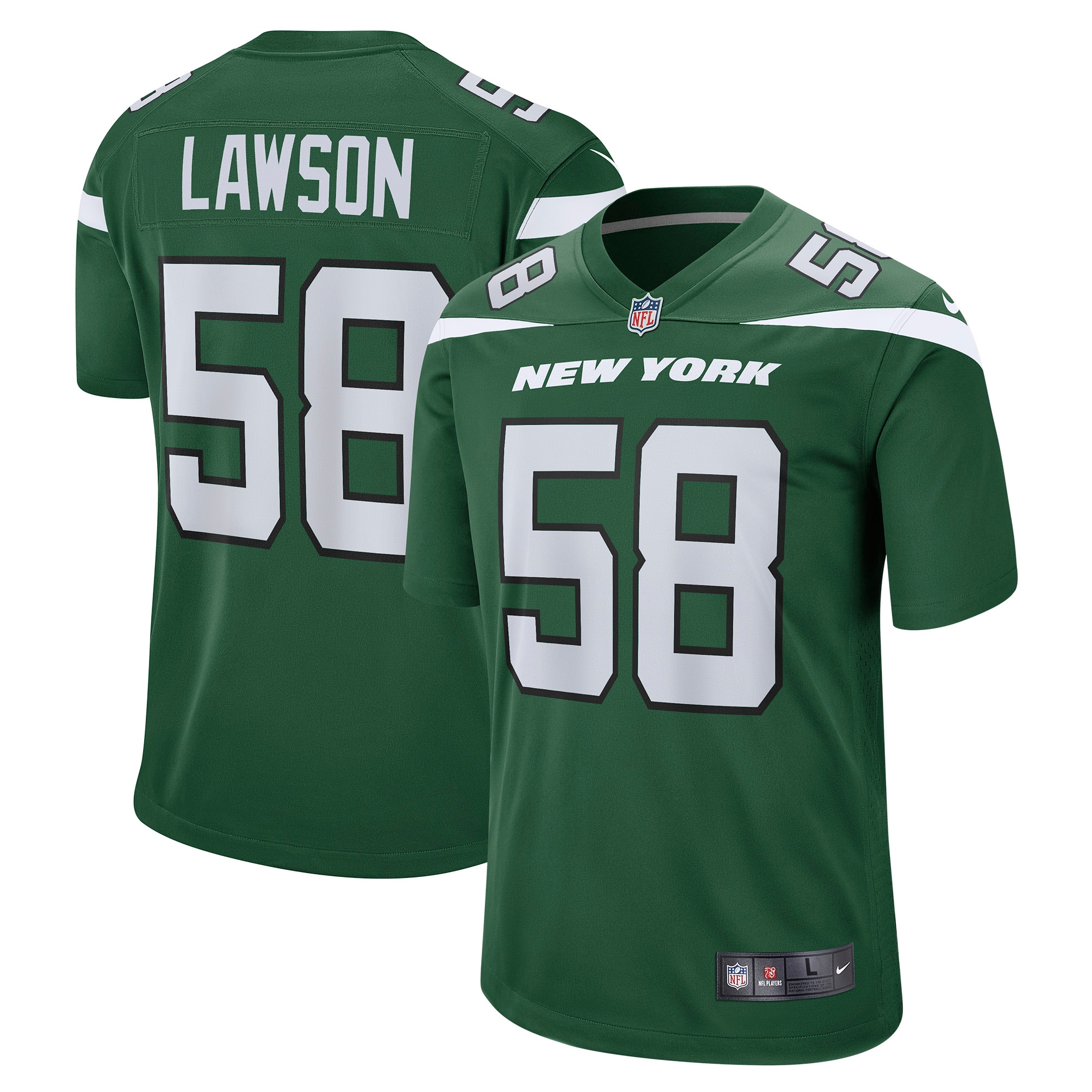 New York Jets Carl Lawson Gotham Green Game NFL Jersey Men's