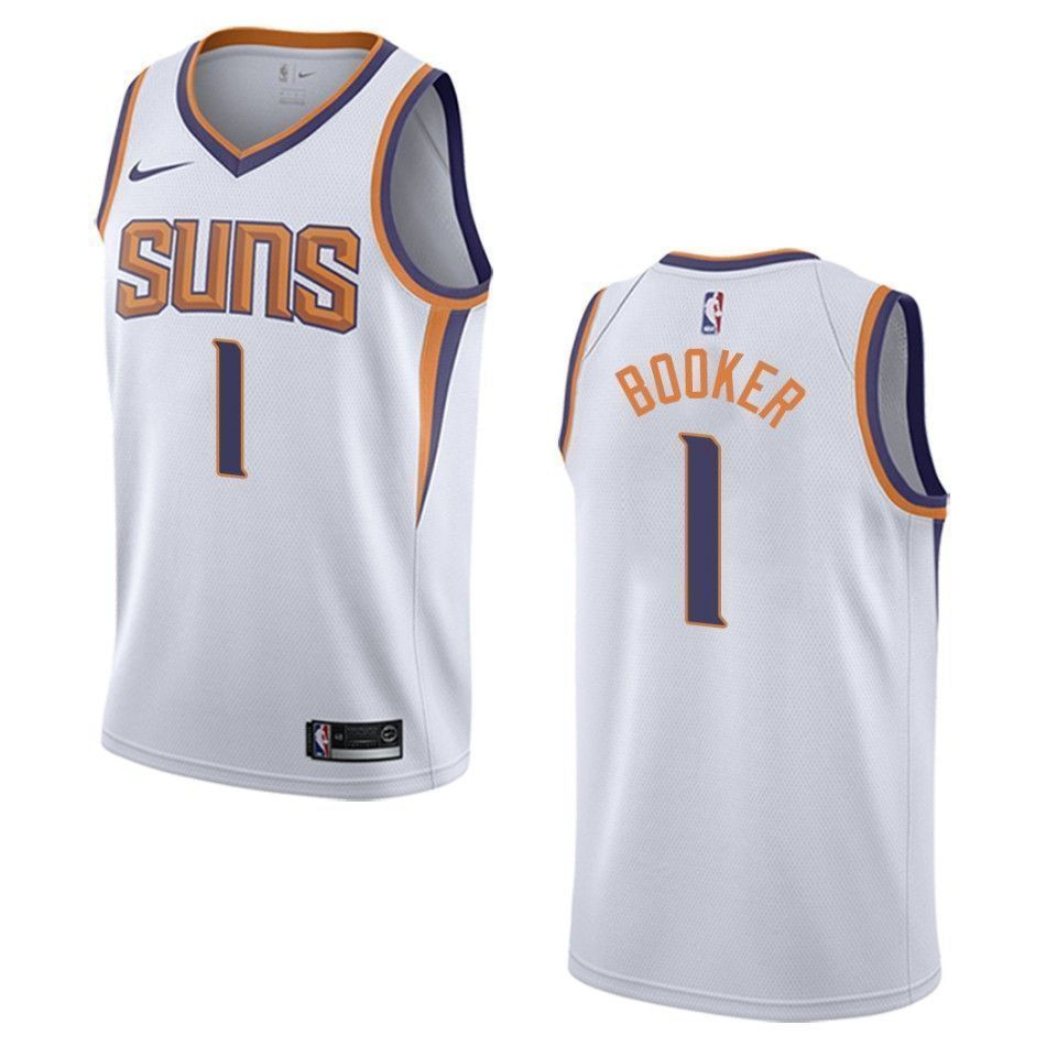 Phoenix Suns 1 Devin Booker Association Swingman White NBA Jersey Men's