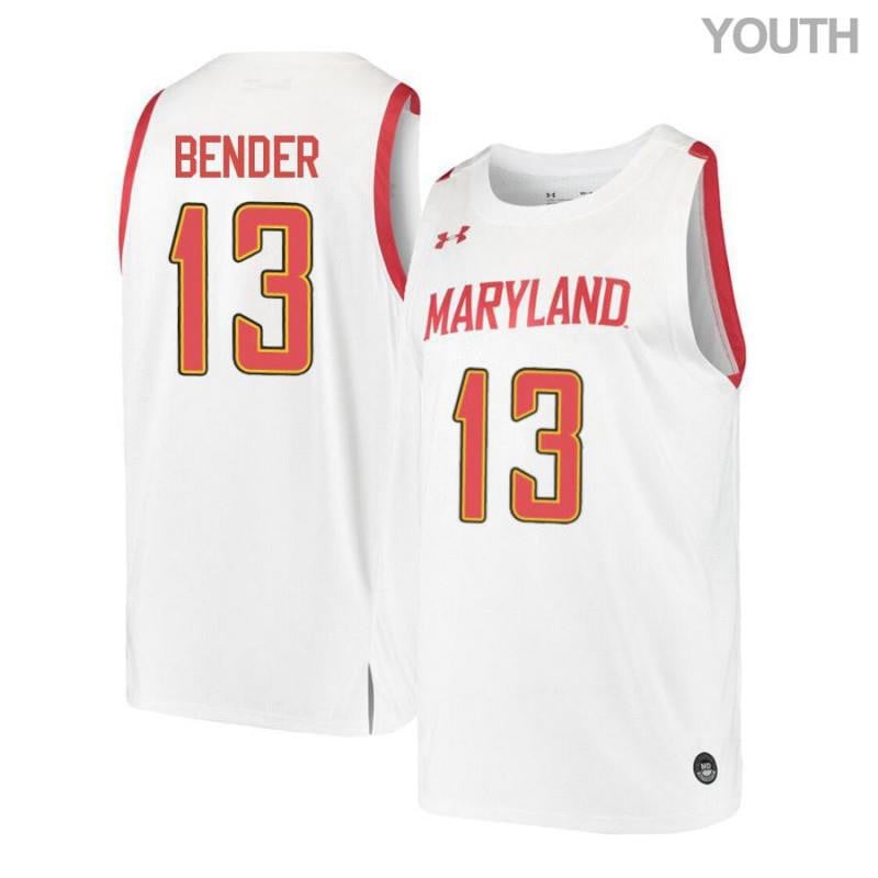 Under Armour 13 Ivan Bende White Retro Maryland Terrapins NCAA Jersey Youth