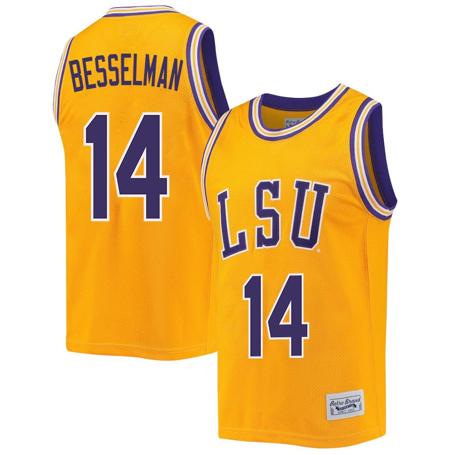 Izzy Besselman 14 LSU Tigers 2023 Retro- Gold NCAA Jersey Men's