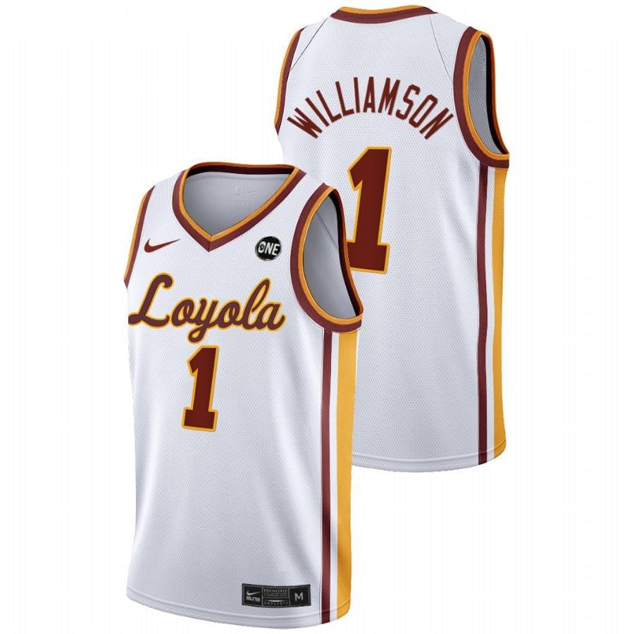 Lucas Williamson White Loyola Ramblers 2022 College MVC Championship NCAA Jersey Men's