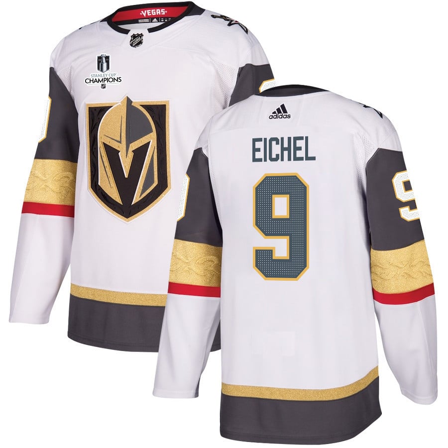 Jack Eichel 9 Vegas Golden Knights Stanley Cup 2023 Champions Patch Away Breakaway White NHL Jersey Men's