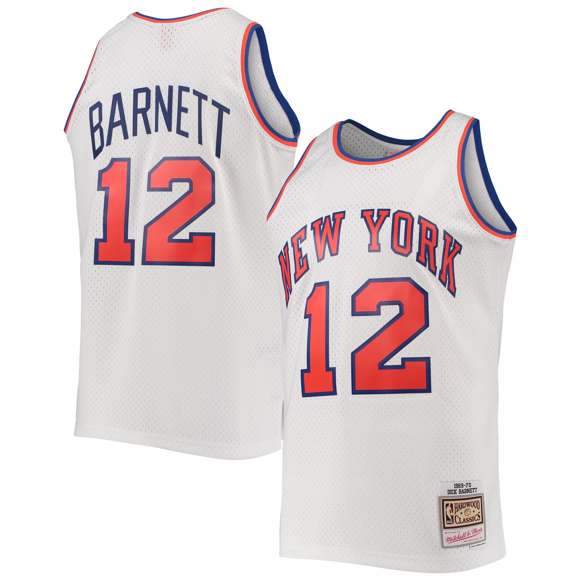 Mitchell Ness Dick Barnet White New York Knicks Hardwood Classics 1969-70 Swingman NBA Jersey Men's